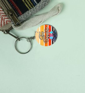 Friendship Forever Sitting on Sunset Rocks: Printed Round Keychain Pack of 2