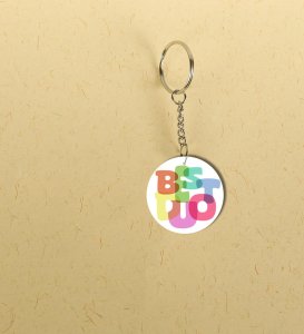 Multicolor Best Duo Graphic Look: Printed Round Keychain Pack of 2