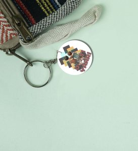 Walking Together Dosti Yaari Artwork: Printed Round Keychain Pack of 2