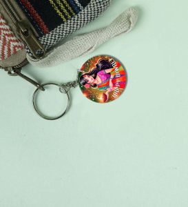 Colorful Rangoli Art Diwali Printed Round Keychain Pack of 2