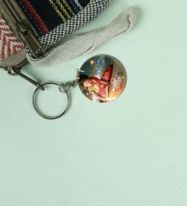 Decorative Diyas Shine Diwali Printed Round Keychain Pack of 2