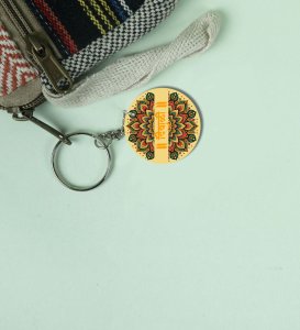 Auspicious Festival Night Diwali Printed Round Keychain Pack of 2