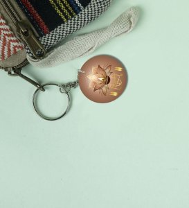 Golden Glow Lamps Diwali Printed Round Keychain Pack of 2