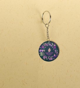 Auspicious Fireworks Shine Diwali Printed Round Keychain Pack of 2