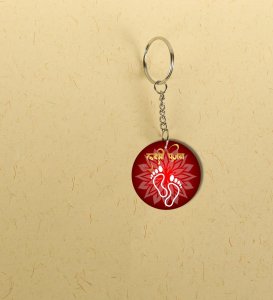 Festival Lamps and Lights Diwali Printed Round Keychain Pack of 2