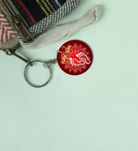 Festival Lamps and Lights Diwali Printed Round Keychain Pack of 2