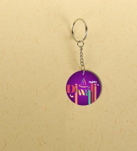 Colorful Lights Shine Diwali Printed Round Keychain Pack of 2
