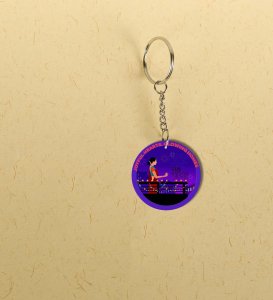 Joyful City Nights and Sparkling Lights Printed Round Keychain Pack of 2