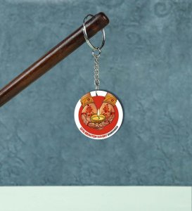 Celebrate Inner Light with Starry Diwali Design Printed Round Keychain Pack of 2