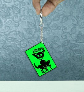 Edgy Scary Cat Graphic for Horror Lovers Printed Keychain Pack of 2