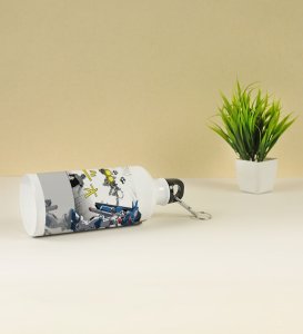 Steel-Clad Mech Warrior With Style Aluminium Printed Sipper Bottle 600ml