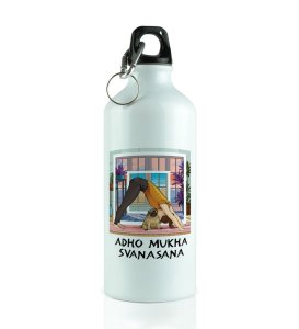 Adho Mukha Svanasana Home Vibes Aluminium Printed Sipper Bottle 600ml