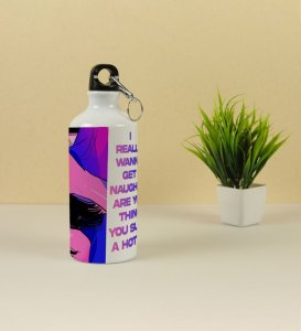 Flirty Quote With Funky Twist Aluminium Printed Sipper Bottle 600ml